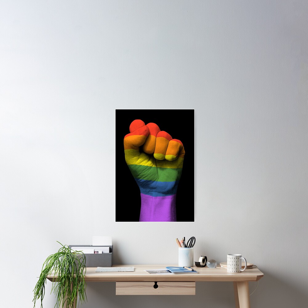 Gay Pride Rainbow Flag On A Raised Clenched Fist Poster By