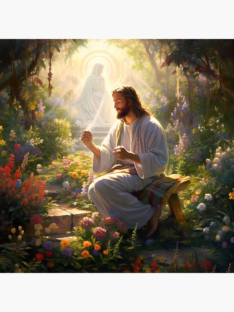 Jesus Praying In Heaven S Garden Poster For Sale By