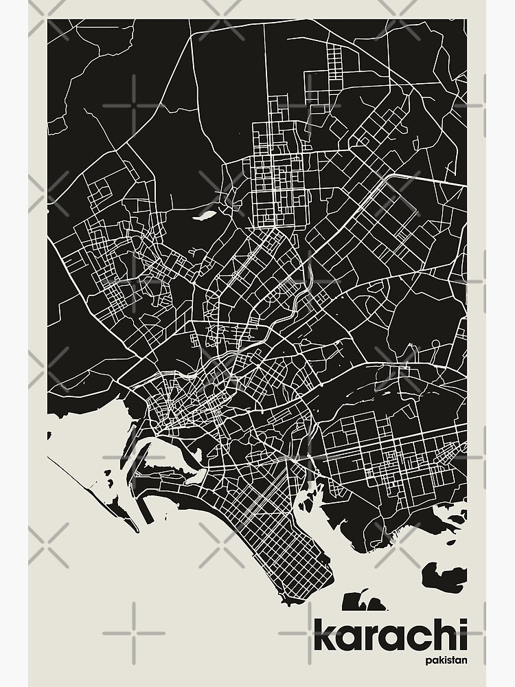 Karachi Pakistan Map Print Dark Map Minimalist Karachi Print Map