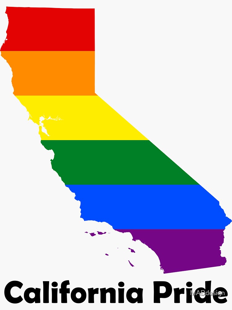 California Gay Pride Flag Map Sticker For Sale By MADdesign Redbubble