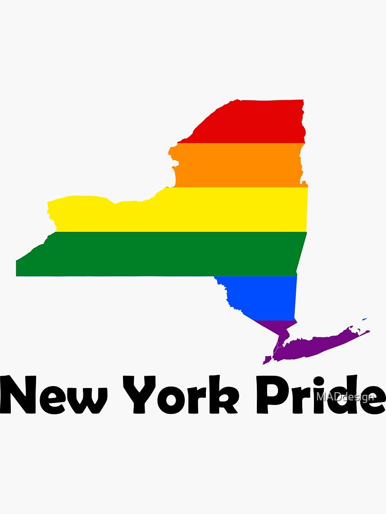 New York State Gay Pride Flag Map Sticker For Sale By Maddesign