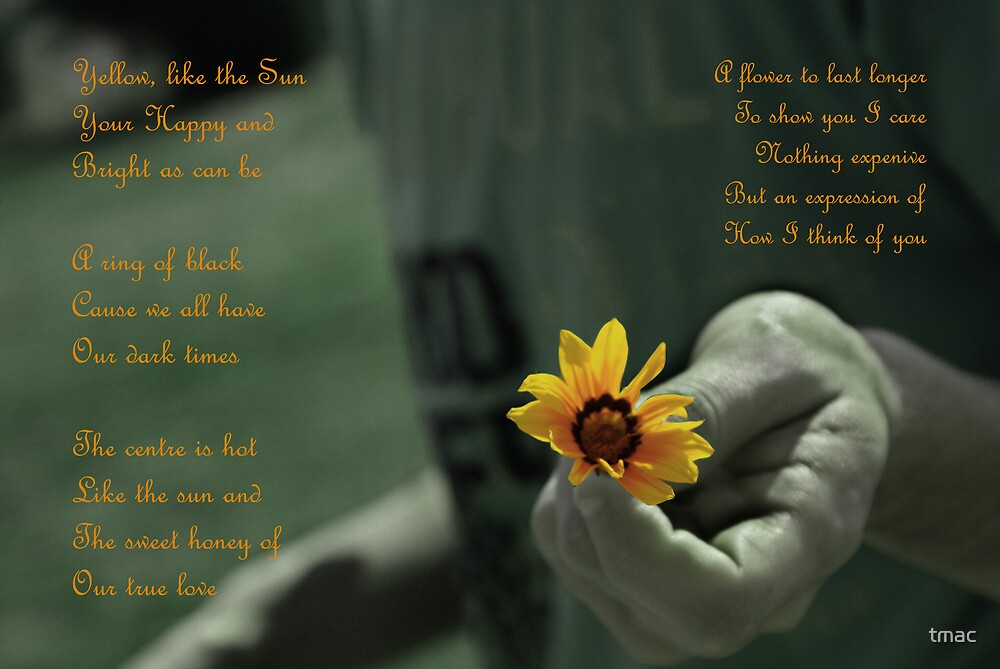 "Handing Yellow Flower (With Poems)" by tmac Redbubble