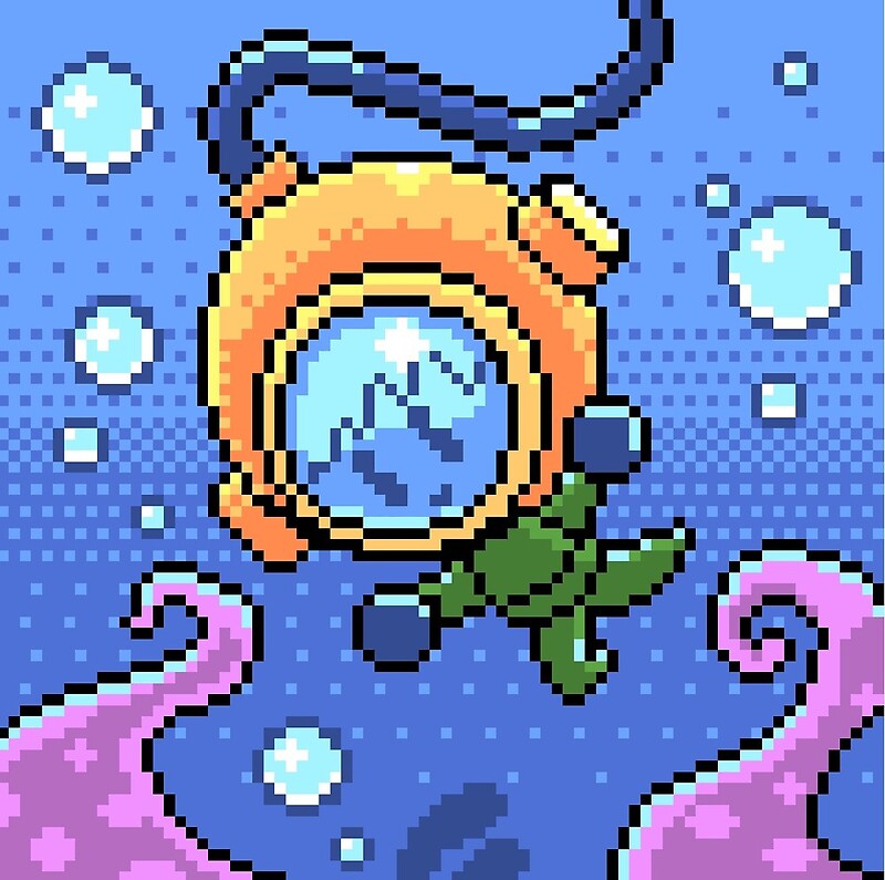 Scuba Diver Pixel Art By Nikki Studley Redbubble