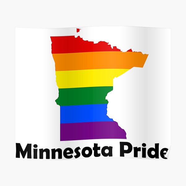 State Of Minnesota Gay Pride Flag Map Poster For Sale By MADdesign