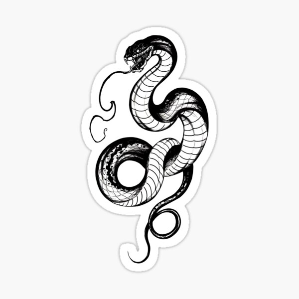 SNAKE SLITHER VIPER B W TATTOO Sticker For Sale By Fredzack