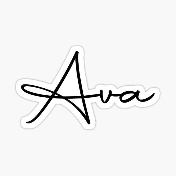 Ava Cursive Name Label Black Sticker For Sale By Nafilnafiz Redbubble