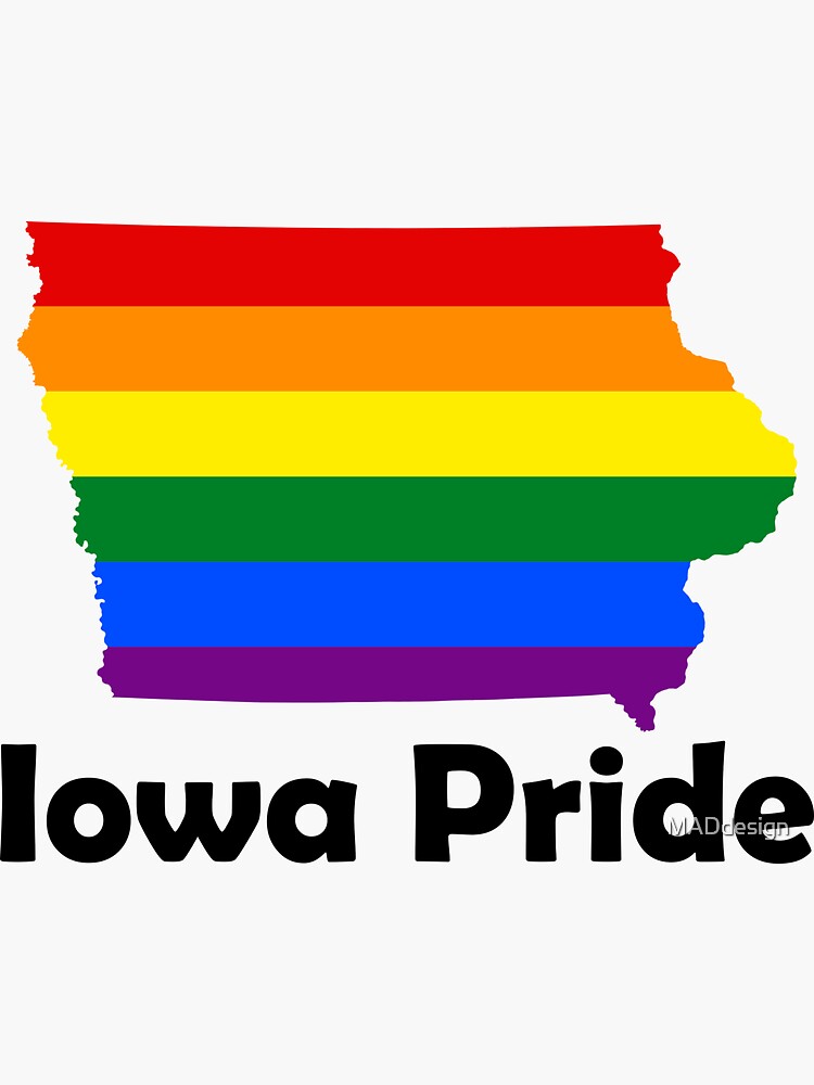 Pegatina Mapa Del Estado De Iowa Gay Pride Flag De Maddesign Redbubble