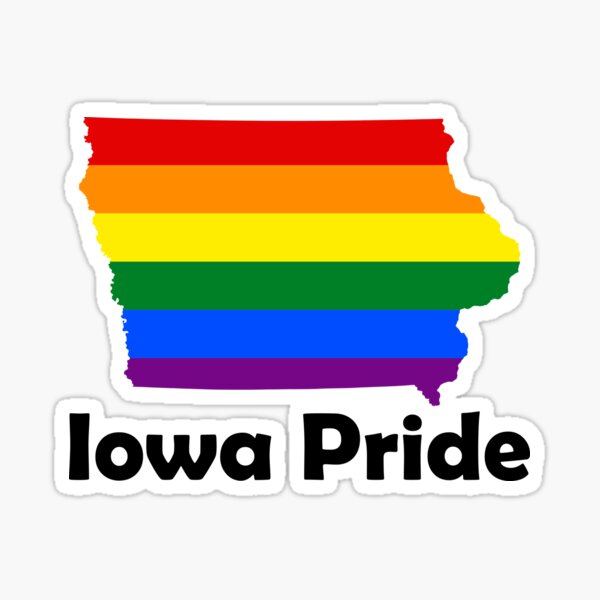 Pegatina Mapa Del Estado De Iowa Gay Pride Flag De Maddesign Redbubble