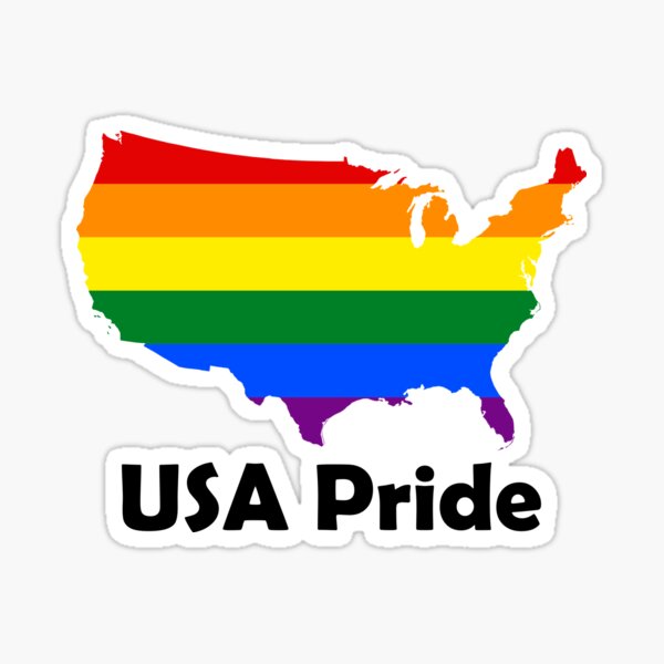 Usa Gay Pride Flag Map Sticker For Sale By Maddesign Redbubble