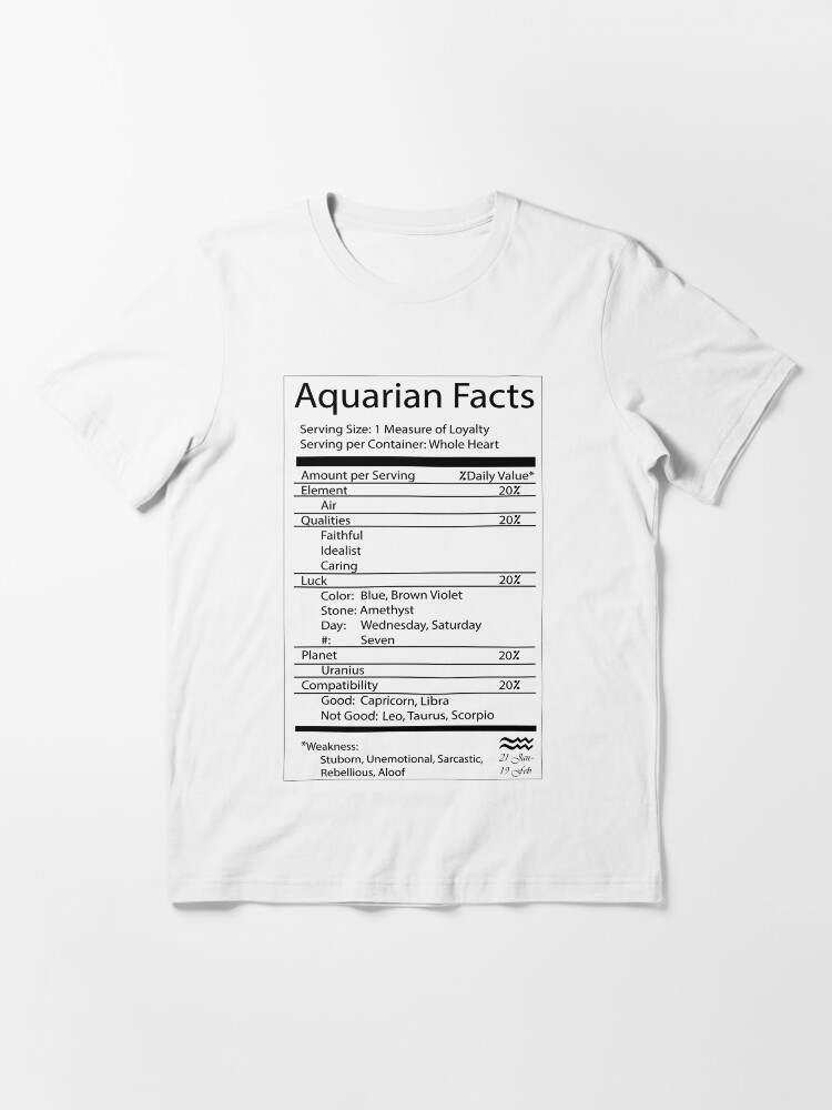 Aquarius Facts T Shirt By Artbymissy Redbubble February T Shirts