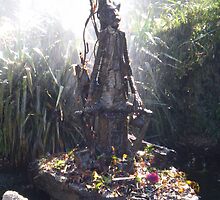 Water feature displaying the Jolly Swagman by Vicki Hancock