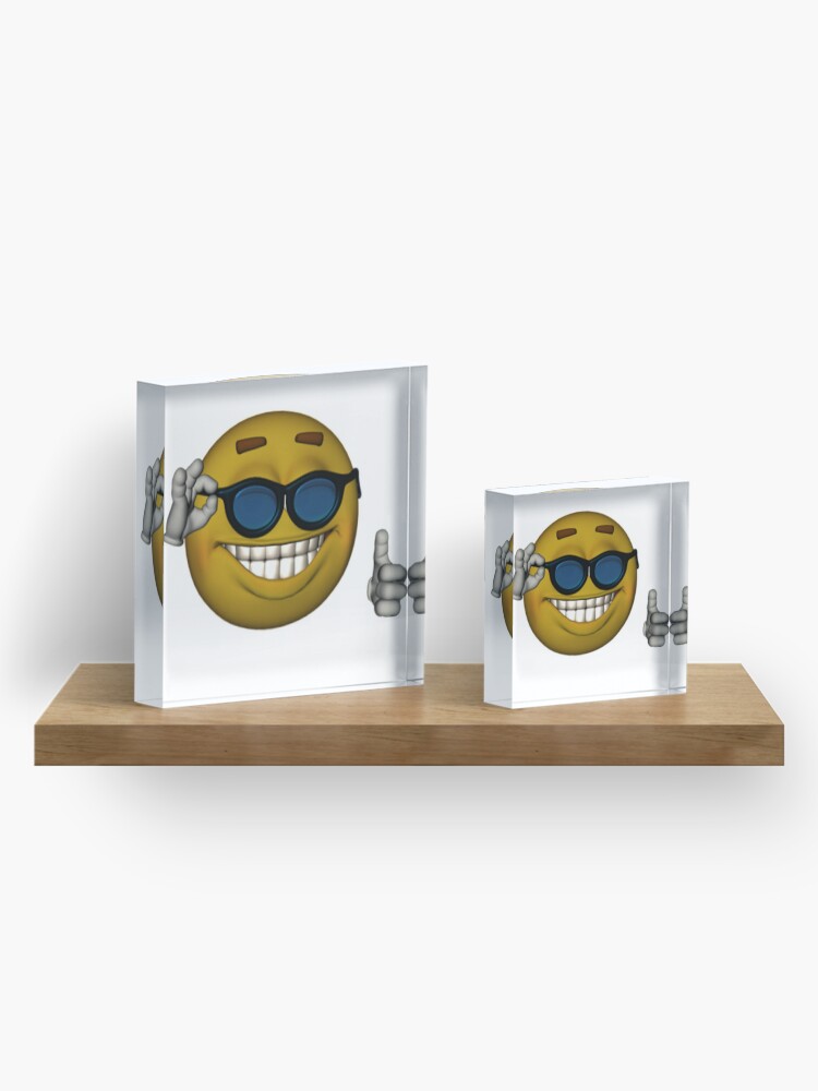 Smiley Face Sunglasses Thumbs Up Emoji Meme Face Acrylic Block By