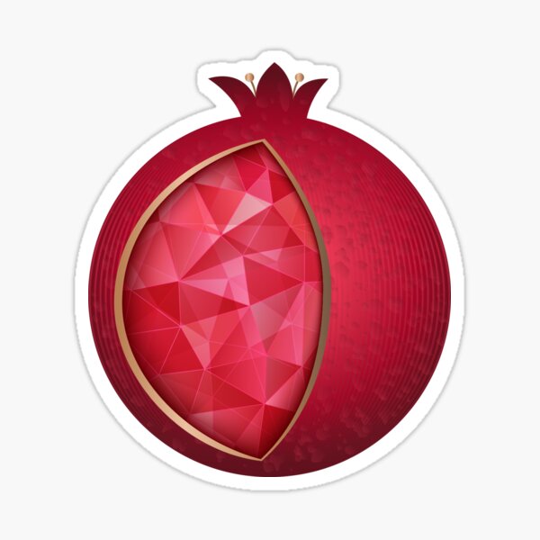 RIPE POMEGRANATE In The Golden Leaves Wreath Sticker For Sale By