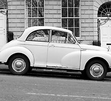 Morris Minor 1000 vintage British motor car parked on a hill in Bath England by RedSteve