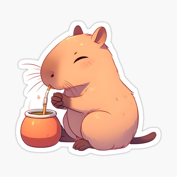 Capybara Drinking Mate Sticker For Sale By Breathlessllc Redbubble