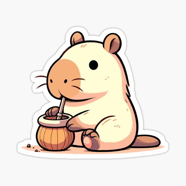 Cute Capybara Drinking Mate Kawaii Style Sticker For Sale By