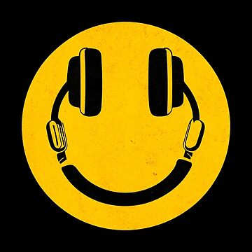 Hardcore Headphones Happy Face Acid Music Smiley Face Sticker For