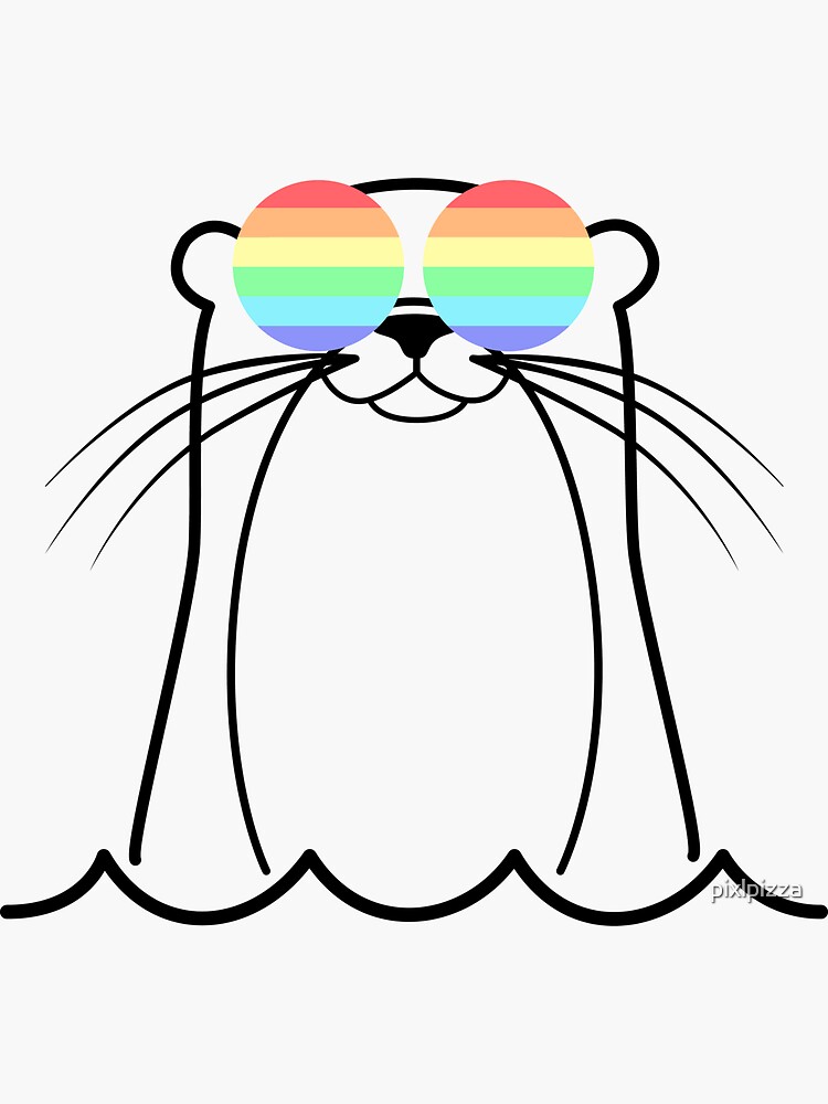 Gay Pride Otter Lgbt Rainbow Sunglasses Sticker By Pixlpizza Redbubble