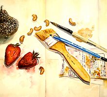 Still Life With Strawberry by © Janis Zroback