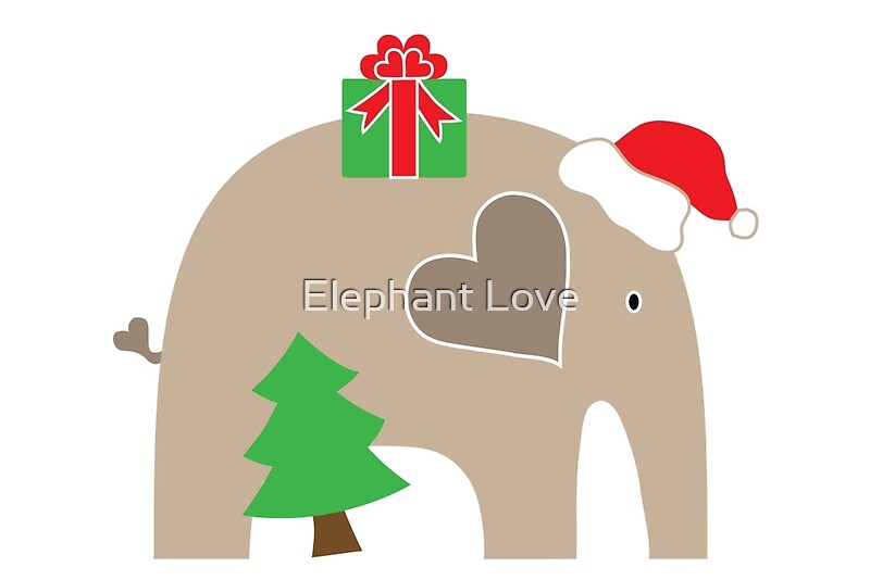 Merry Christmas Elephant Greeting Cards By Elephant Love Redbubble