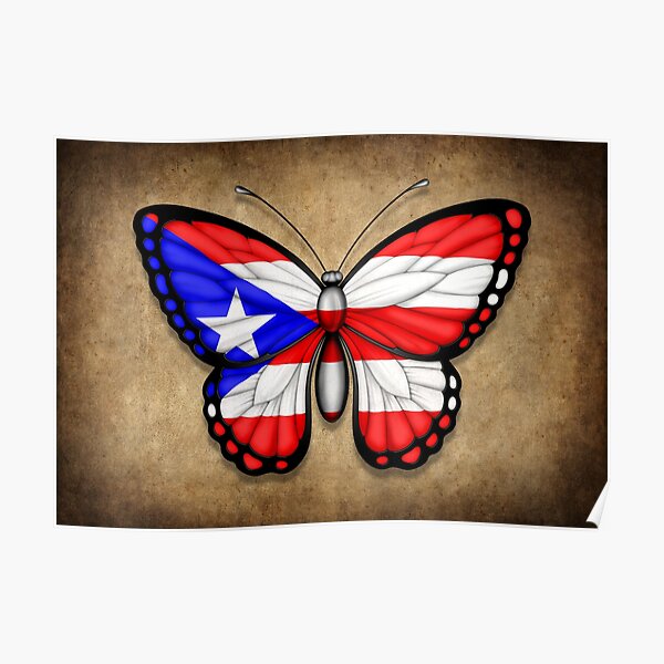 Puerto Rican Flag Butterfly Poster By JeffBartels Redbubble