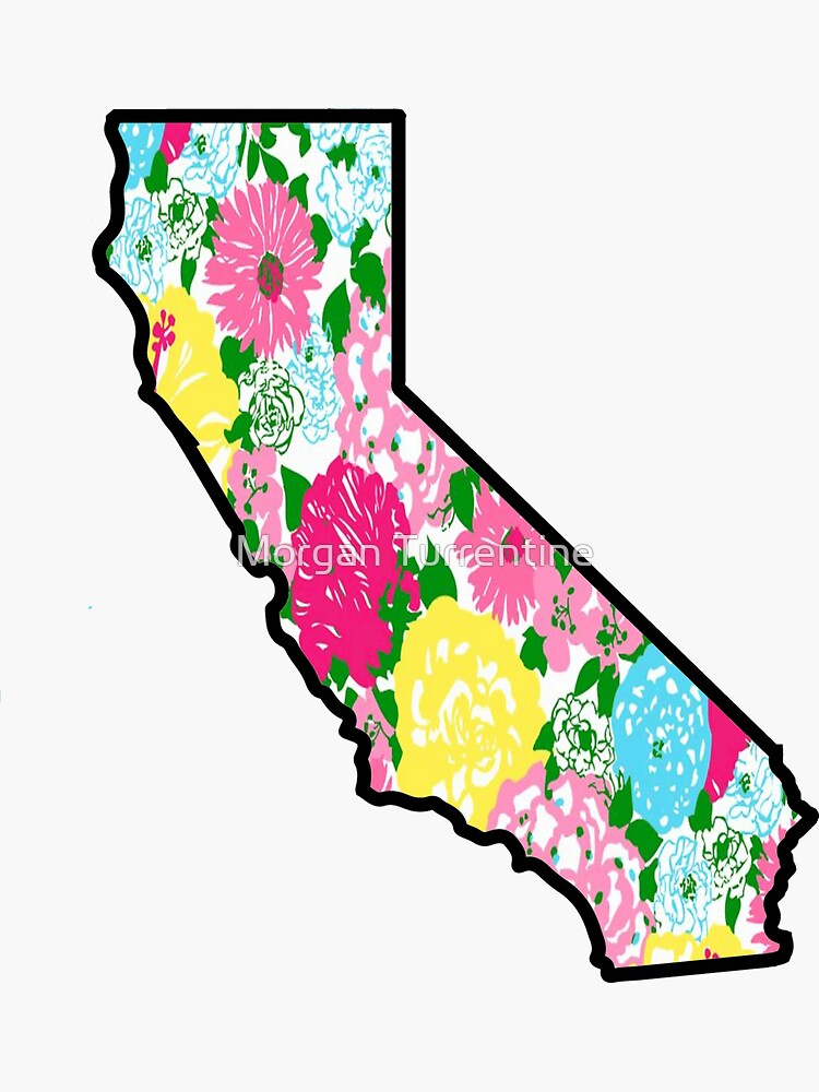 California Floral State Outline Sticker For Sale By MorganNicole021