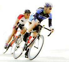 Cyclists into the Last Curve - Color Version by Buckwhite