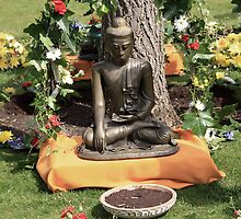 Buddha Garden Greeting Card by simpsonvisuals