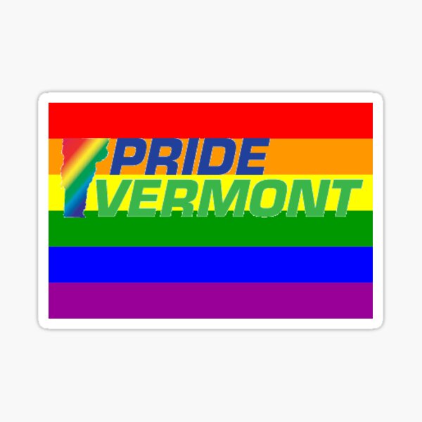 Vermont Gay Pride Vermont LGBT Vermont Rainbow Flag Sticker For