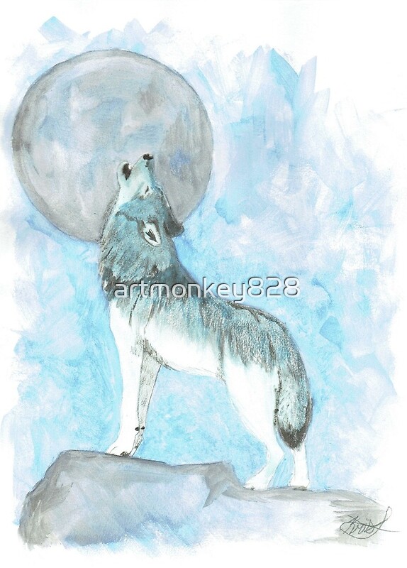 Howling Wolf Watercolour Painting By Artmonkey828 Redbubble