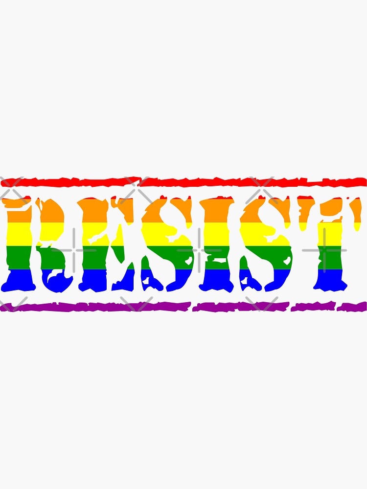 Rainbow Resist Flag Gay Pride Lgbtqiapk Resistance Sticker By Cnkna