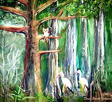 Two Storks and an Owl by Daneann