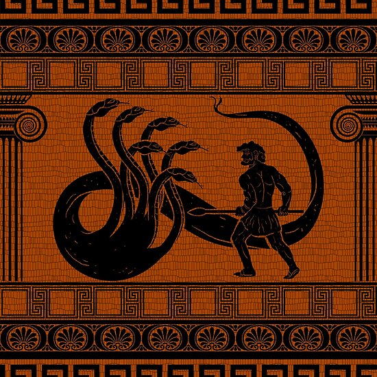 Hercules Vs Hydra Poster By Eligo Design Redbubble