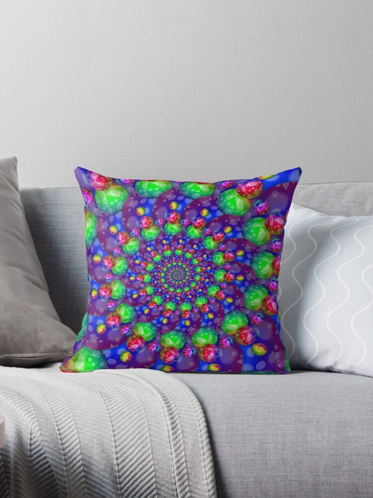 Fractal Spiral Rainbow Throw Pillows By Pixie Copley Lrps Redbubble