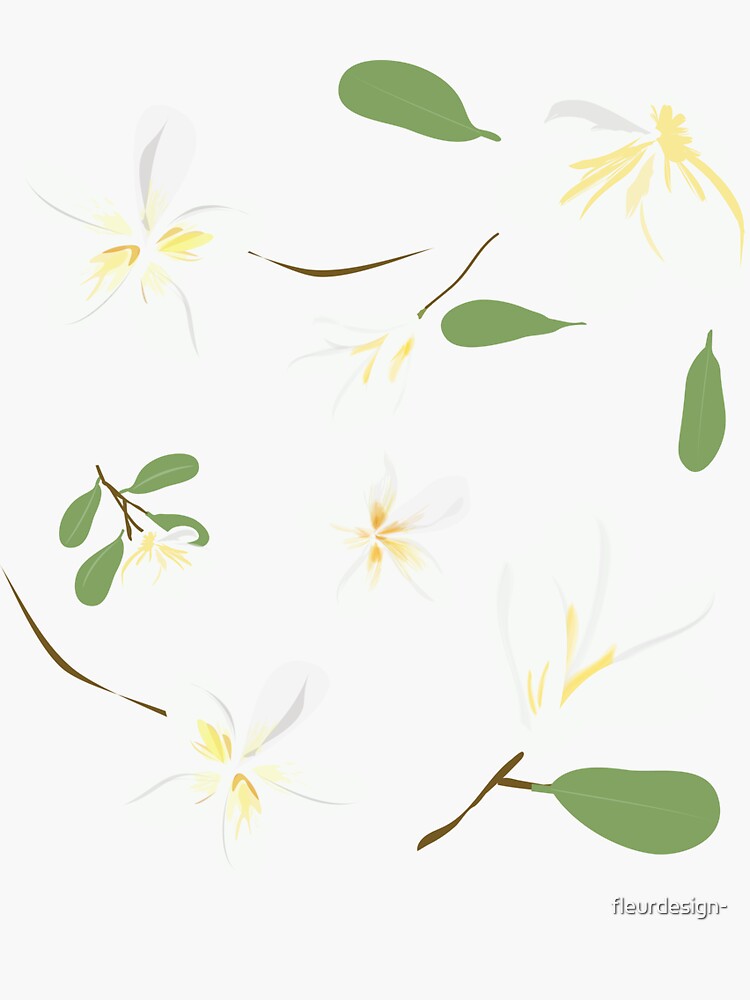 Plumeria Tropical Flower Sticker For Sale By Fleurdesign Redbubble