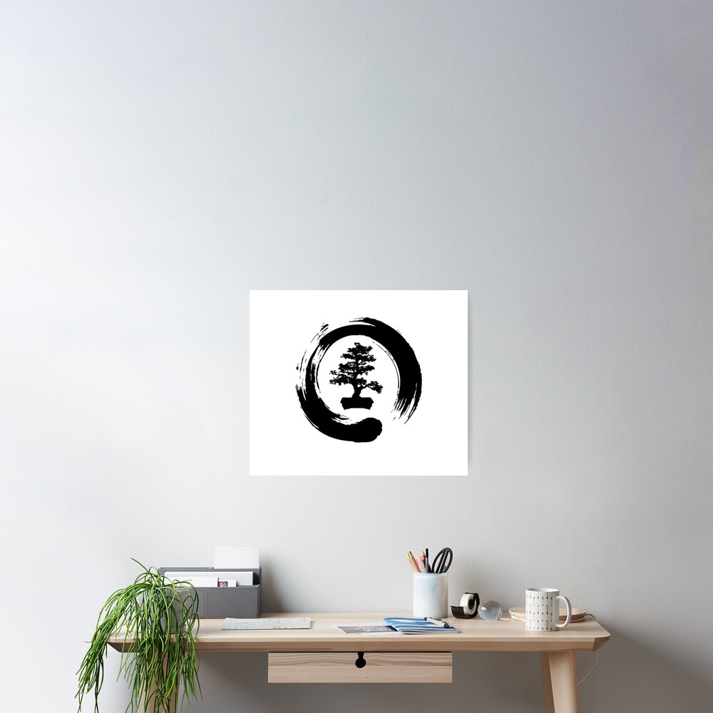 Bonsai Baum Enso Kreis Buddhistische Zen Kalligraphie Poster Von