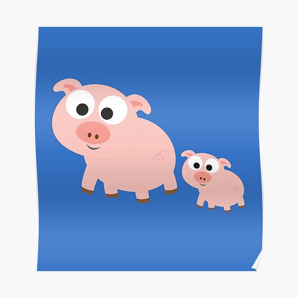 Cute Pig And Piglet Poster By Eggtooth Redbubble