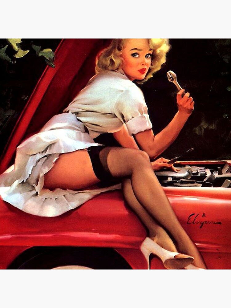 Gil Elvgren Mechanic Pin Up Girl Throw Pillow By RBEnt Redbubble