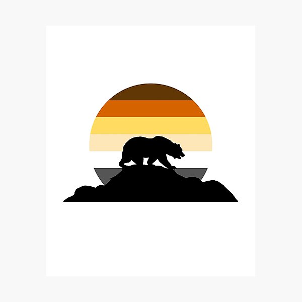 Gay Bear On A Mountain Bear Pride Flag Photographic Print For Sale