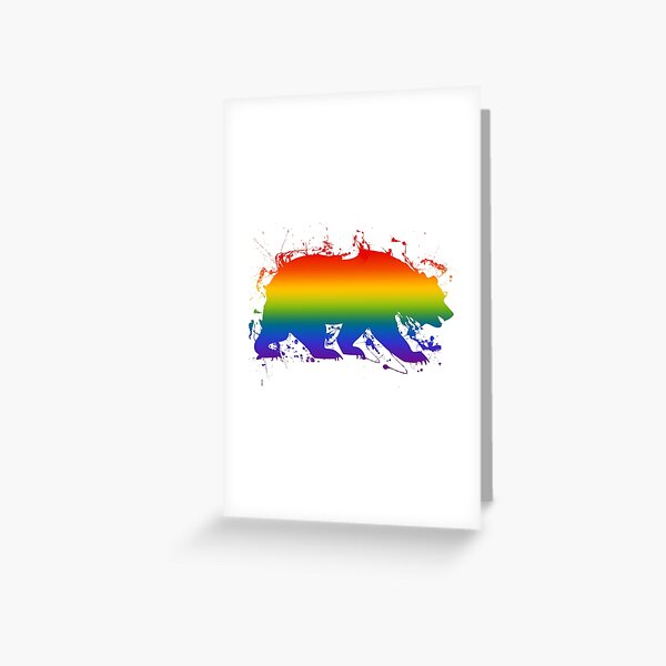 Gay Bear Pride LGBT Flag Bear Paint Splatter Greeting Card By