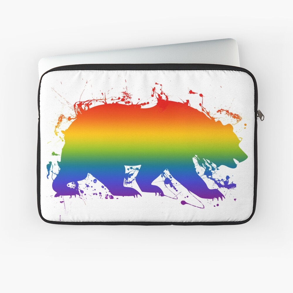 Gay Bear Pride LGBT Flag Bear Paint Splatter Laptop Sleeve For Sale