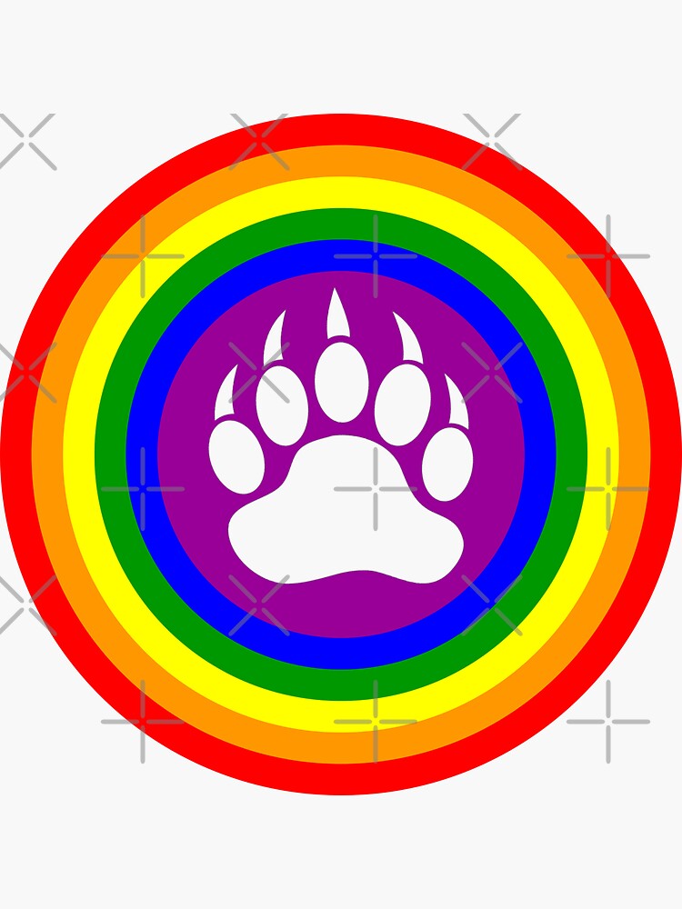 Gay Bear Bear Paw LGBT Rainbow Circle Sticker By Sleazoid Redbubble