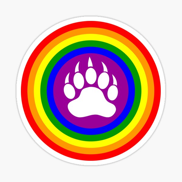 Gay Bear Bear Paw Lgbt Rainbow Circle Sticker By Sleazoid Redbubble