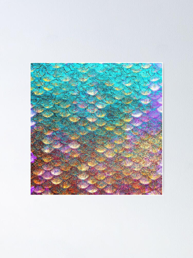 Aqua And Gold Mermaid Scales Poster For Sale By Frappechica Redbubble