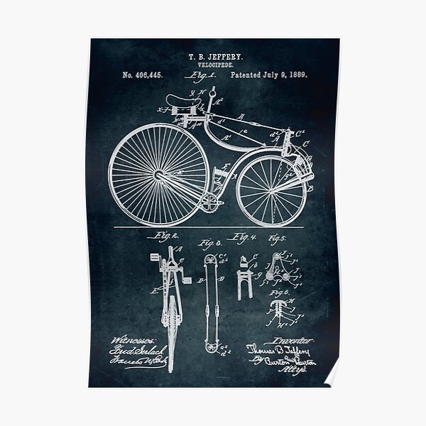 Velocipede Patent Poster For Sale By Xaviervieiraart Redbubble