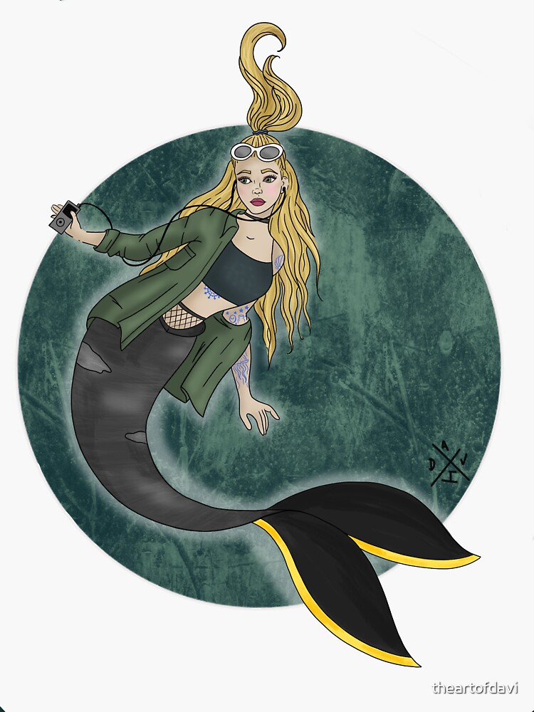 Grunge Mermaid Sticker By Theartofdavi Redbubble