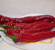 Blue Ribbon Peppers From The Fair by Karen Kaleta