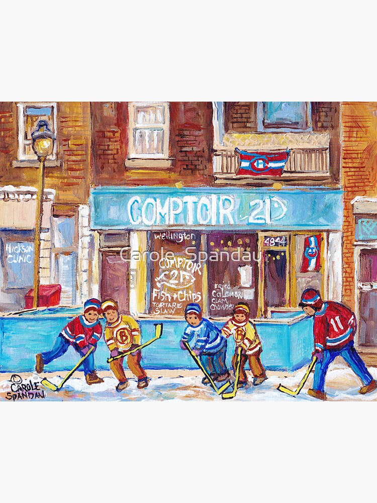 Wellington Street Verdun Montreal Fish And Chips Restaurant Hockey Art