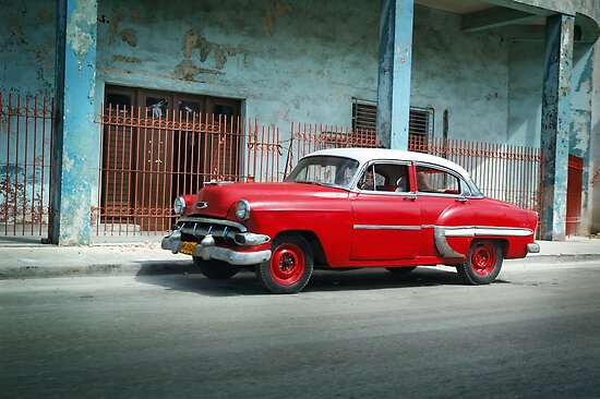 1953 Chevrolet BelAir Sedan 4D Red Cuba by Carlos Lorenzo