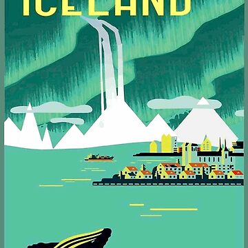 ICELAND Vintage Travel And Tourism Advertising Print Poster For